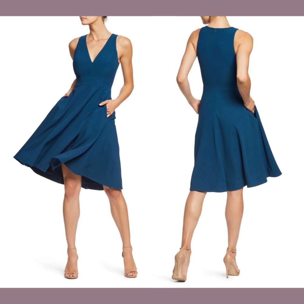 NEW Dress the Population [ Medium ] Catalina‎ Fit Flare Dress Peacock